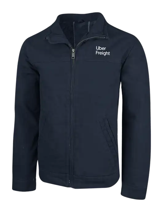 Cornerstone Navy Washed Duck Cloth Flannel Lined Work Jacket w/Uber Freight Logo