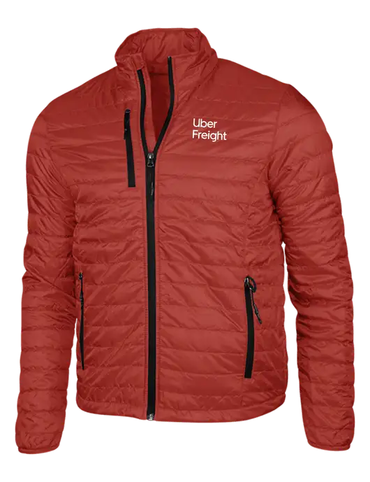 Dark Red Puffy Packable Jacket w/Uber Freight Logo