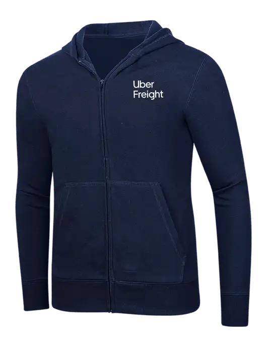 Full-Zip Navy Heavyweight Hooded Sweatshirt w/Uber Freight Logo