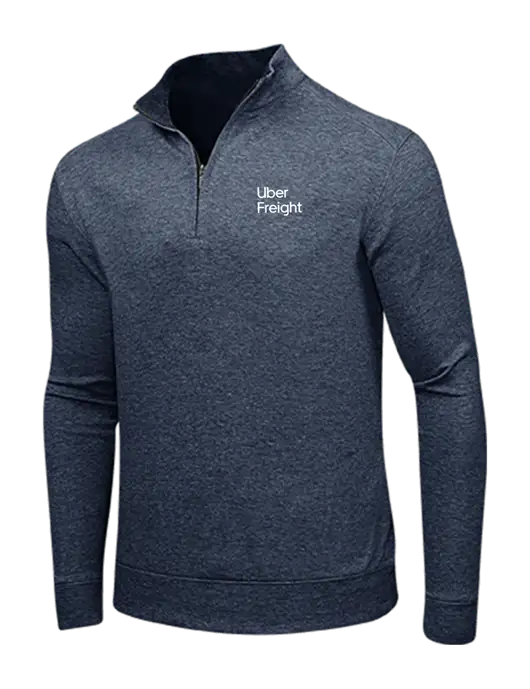 Estate Blue Heather/Charcoal Heather Interlock 1/4 Zip w/Uber Freight Logo