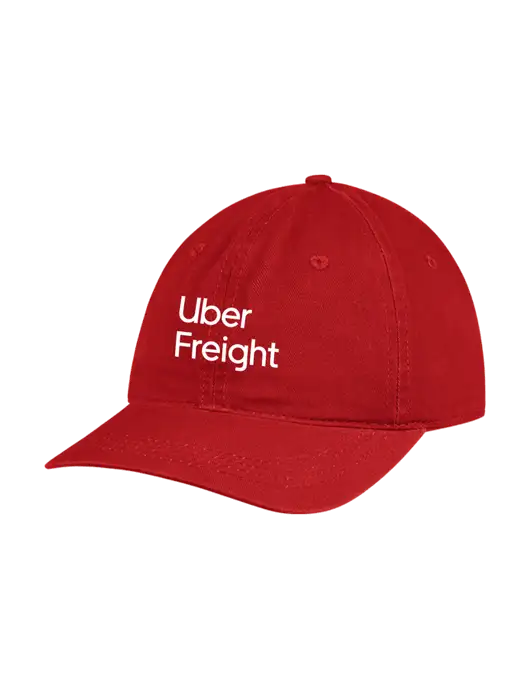 Garment Washed Unstructured Twill Red Cap w/Uber Freight Logo
