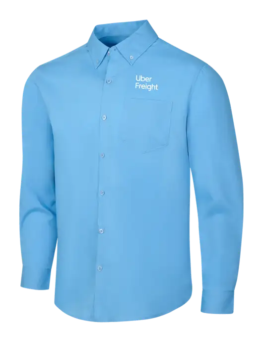 Carolina Blue Long Sleeve Carefree Poplin Shirt w/Uber Freight Logo
