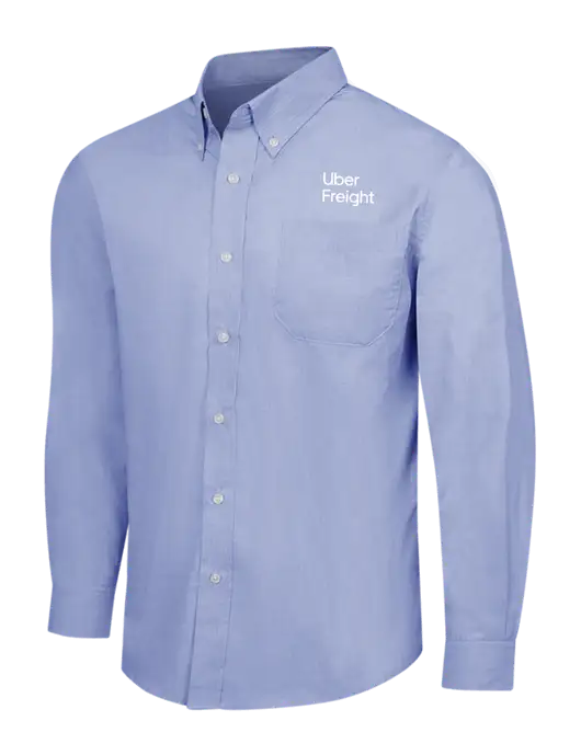 Light Slate Blue Crosshatch Easy Care Shirt w/Uber Freight Logo