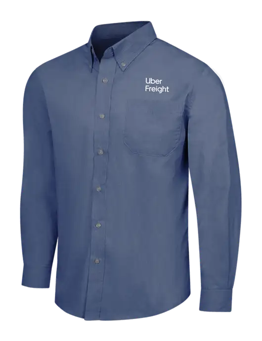 Light Navy Crosshatch Easy Care Shirt w/Uber Freight Logo