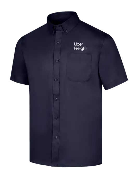 Short Sleeve Navy Superpro React Twill Shirt w/Uber Freight Logo