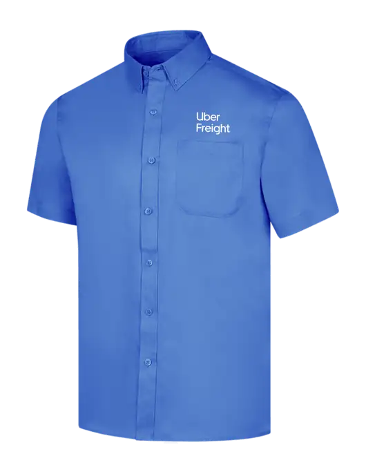Short Sleeve Dark Carolina Blue Superpro React Twill Shirt w/Uber Freight Logo