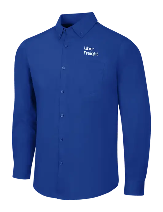 Dark Royal Long Sleeve Carefree Poplin Shirt w/Uber Freight Logo