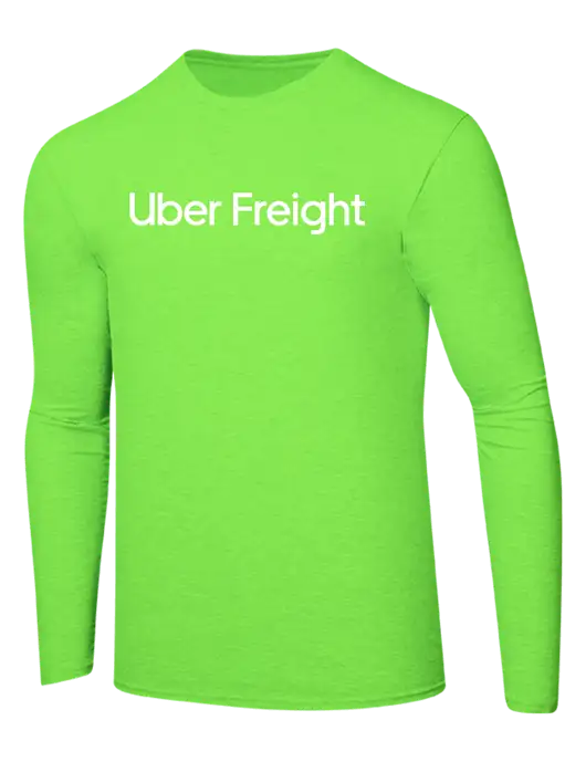 Ring Spun Safety Green 4.5 oz Long Sleeve T-Shirt w/Uber Freight Logo