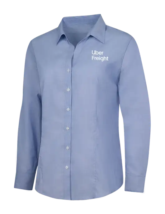 Light Slate Blue Womens Crosshatch Easy Care Shirt w/Uber Freight Logo