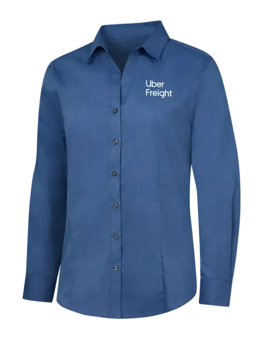 Light Navy Womens Crosshatch Easy Care Shirt w/Uber Freight Logo