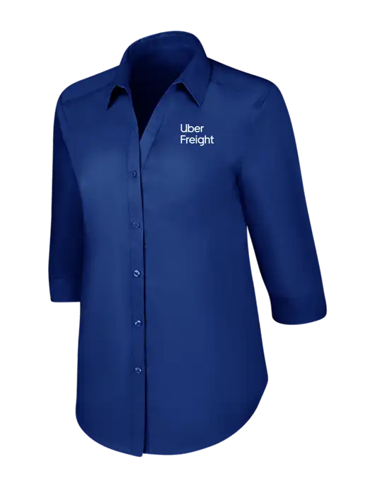 Womens Royal 3/4 Sleeve Carefree Poplin Shirt w/Uber Freight Logo