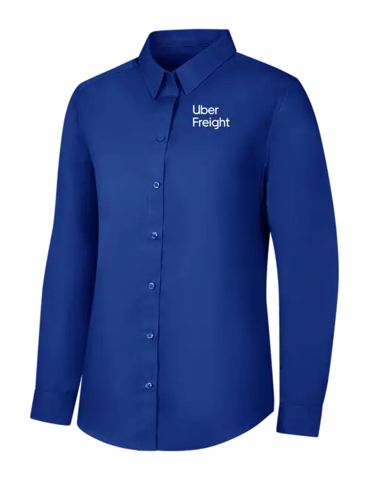 Womens Royal Long Sleeve Carefree Poplin Shirt w/Uber Freight Logo