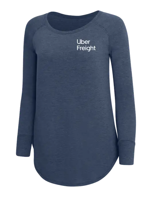 Womens Perfect Wide Collar Tunic Tri-Blend Navy Frost 4.5 oz T-Shirt w/Uber Freight Logo
