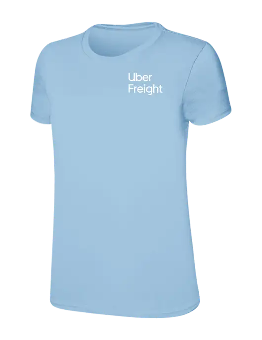 Womens Ring Spun Light Blue 4.5 oz T-Shirt w/Uber Freight Logo