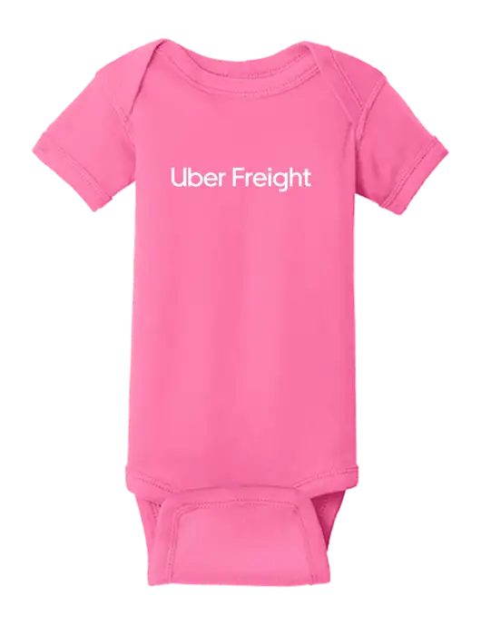 Rabbit Skins Hot Pink Infant Short Sleeve Baby Rib Bodysuit w/Uber Freight Logo