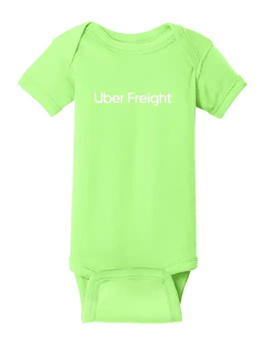 Rabbit Skins Neon Green Infant Short Sleeve Baby Rib Bodysuit w/Uber Freight Logo