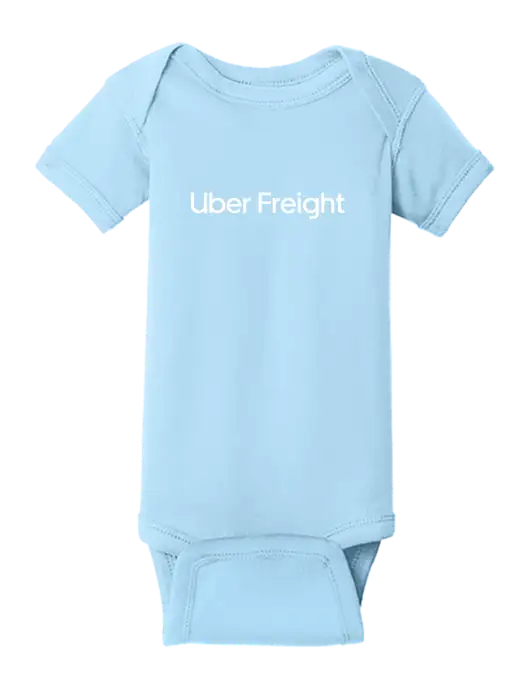 Rabbit Skins Light Blue Infant Short Sleeve Baby Rib Bodysuit w/Uber Freight Logo