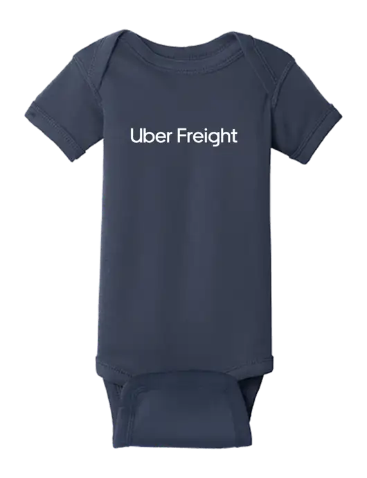 Rabbit Skins Navy Infant Short Sleeve Baby Rib Bodysuit w/Uber Freight Logo