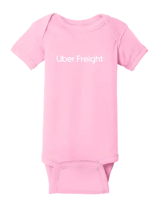 Rabbit Skins Pink Infant Short Sleeve Baby Rib Bodysuit w/Uber Freight Logo