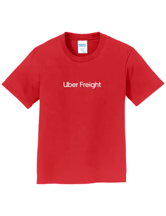 Youth Ring Spun Bright Red 4.5 oz T-Shirt w/Uber Freight Logo