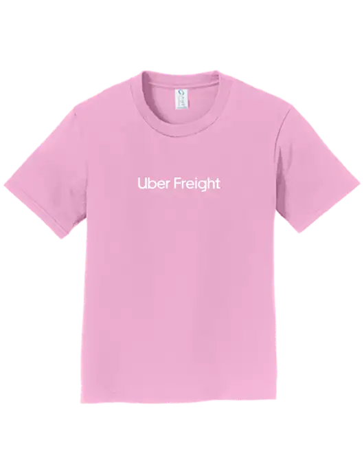 Youth Ring Spun Candy Pink 4.5 oz T-Shirt w/Uber Freight Logo