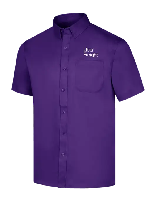 Short Sleeve Purple Superpro React Twill Shirt w/Uber Freight Logo