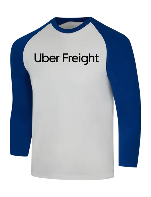 Simply Soft 3/4 Sleeve Dark Royal/White Ring Spun Cotton T-Shirt w/Uber Freight Logo