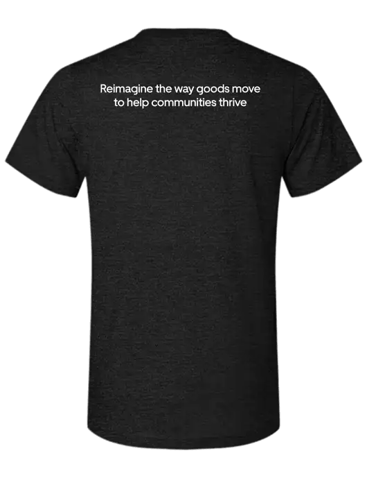 BELLA+CANVAS Black Heather CVC Short Sleeve Tee w/Reimagine Logo, Uber Freight Logo
