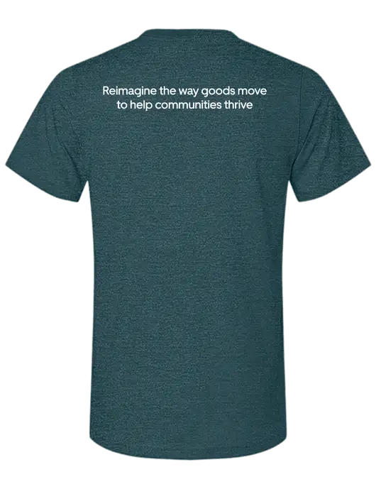 BELLA+CANVAS Heather Dark Teal CVC Short Sleeve Tee w/Reimagine Logo, Uber Freight Logo