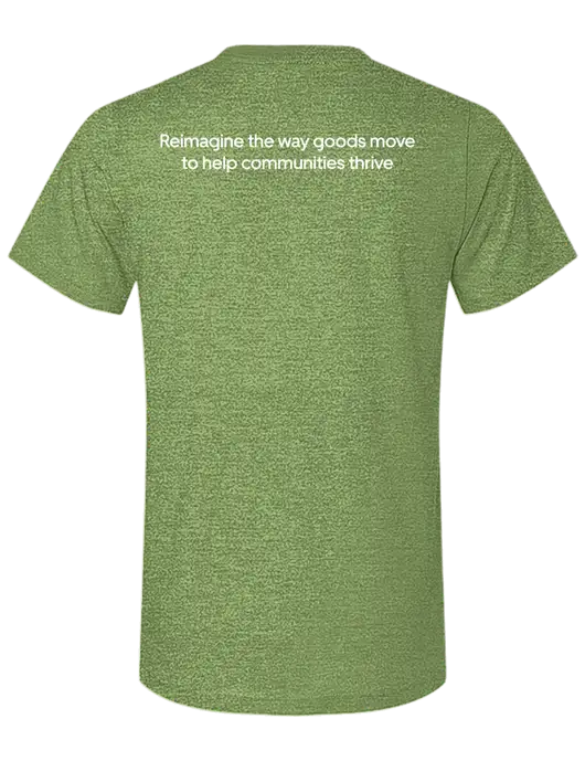 BELLA+CANVAS Heather Light Green CVC Short Sleeve Tee w/Reimagine Logo, Uber Freight Logo