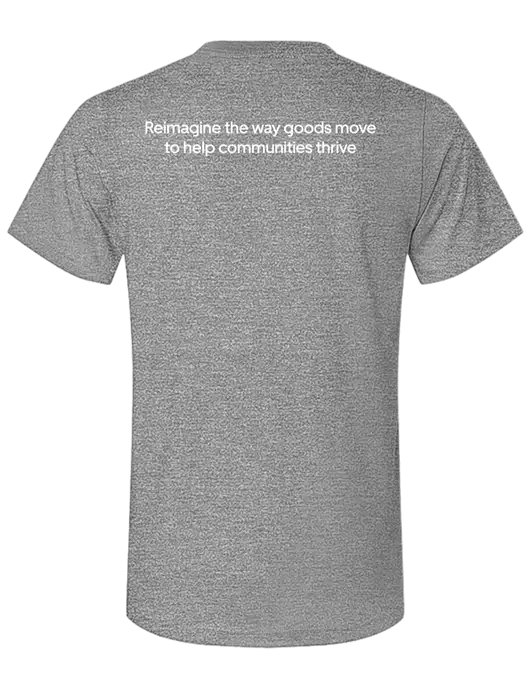 BELLA+CANVAS Heather Grey CVC Short Sleeve Tee w/Reimagine Logo, Uber Freight Logo