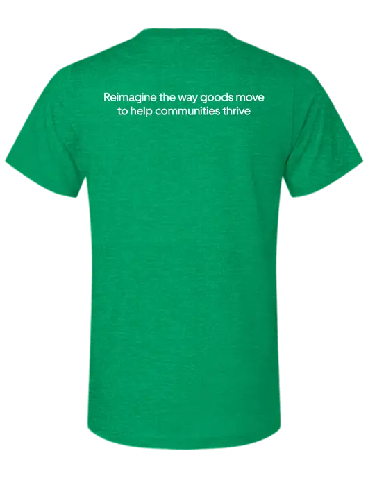 BELLA+CANVAS Heather Kelly Green CVC Short Sleeve Tee w/Reimagine Logo, Uber Freight Logo