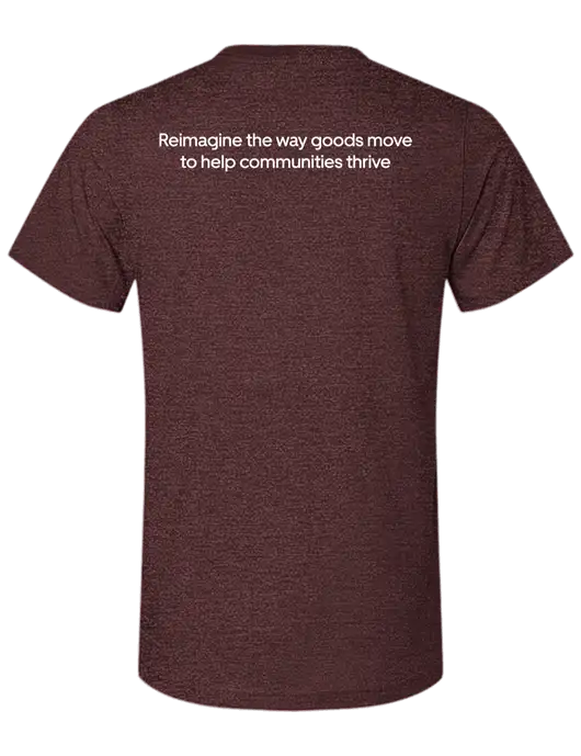 BELLA+CANVAS Heather Maroon CVC Short Sleeve Tee w/Reimagine Logo, Uber Freight Logo