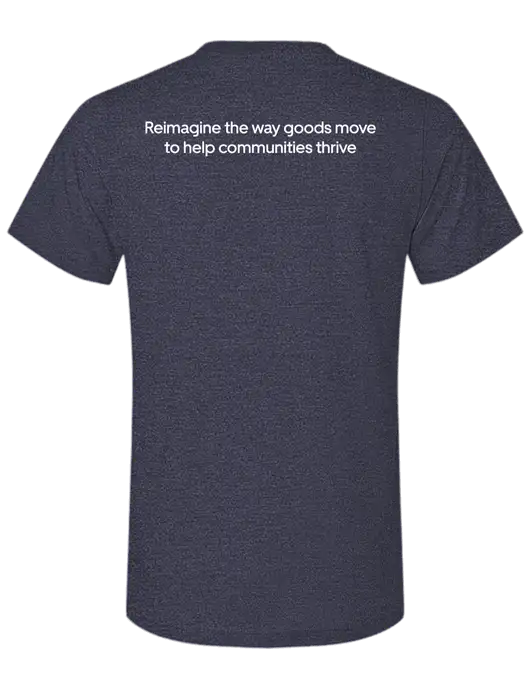 BELLA+CANVAS Heather Navy CVC Short Sleeve Tee w/Reimagine Logo, Uber Freight Logo