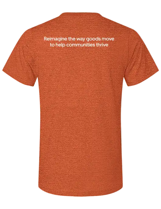 BELLA+CANVAS Heather Orange CVC Short Sleeve Tee w/Reimagine Logo, Uber Freight Logo