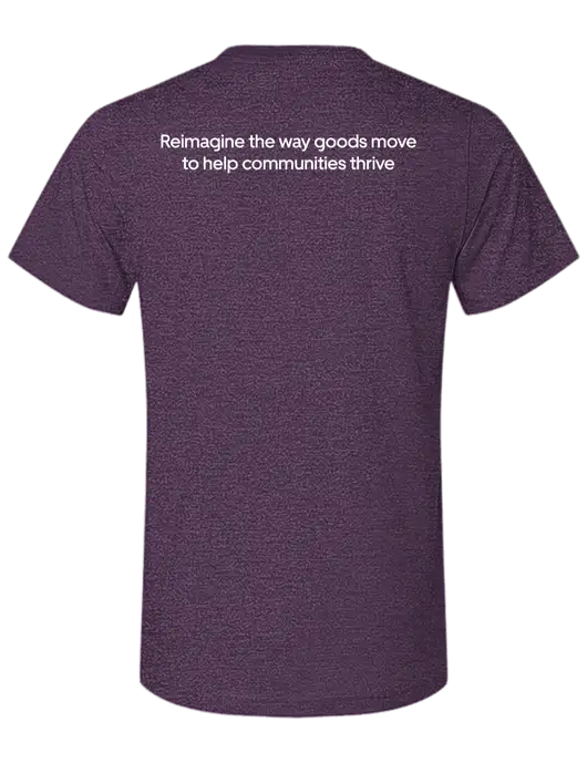 BELLA+CANVAS Heather Purple CVC Short Sleeve Tee w/Reimagine Logo, Uber Freight Logo