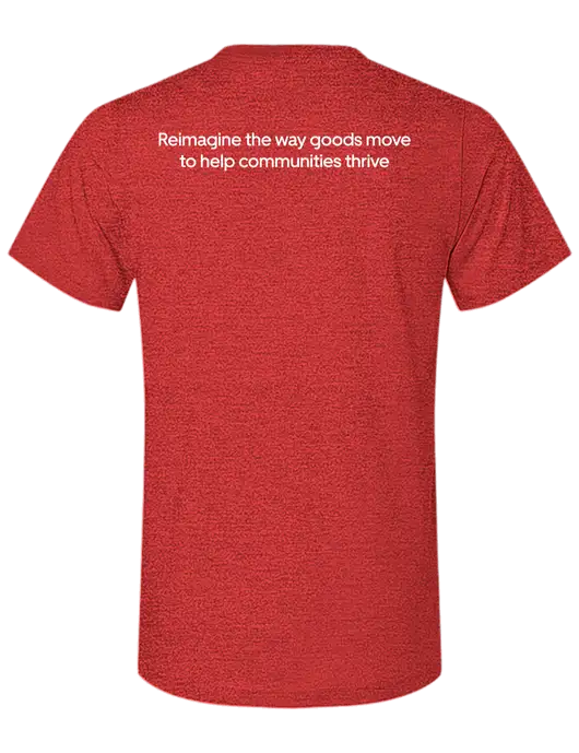 BELLA+CANVAS Heather Red CVC Short Sleeve Tee w/Reimagine Logo, Uber Freight Logo