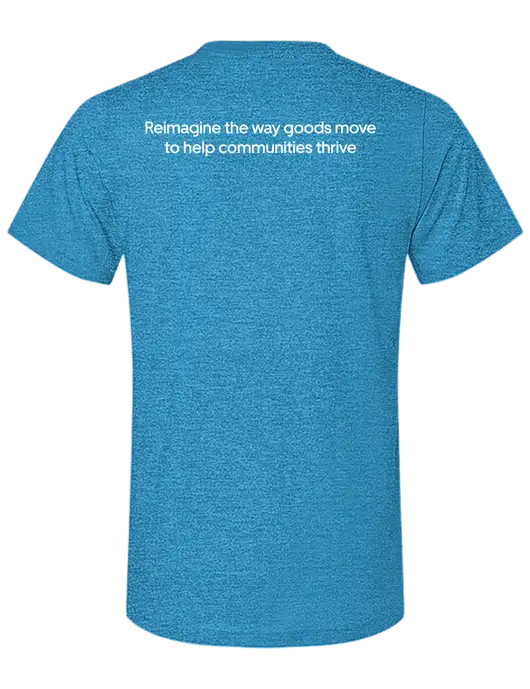 BELLA+CANVAS Heather Sapphire CVC Short Sleeve Tee w/Reimagine Logo, Uber Freight Logo
