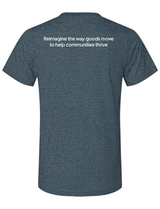 BELLA+CANVAS Heather Slate Blue CVC Short Sleeve Tee w/Reimagine Logo, Uber Freight Logo