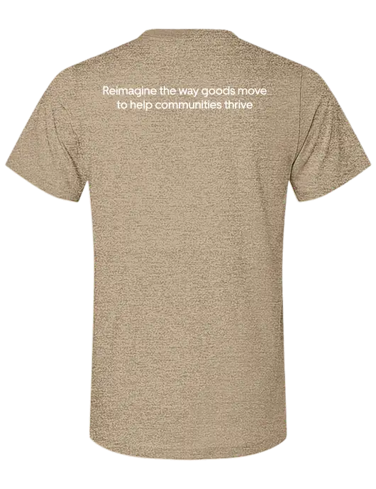 BELLA+CANVAS Heather Tan CVC Short Sleeve Tee w/Reimagine Logo, Uber Freight Logo