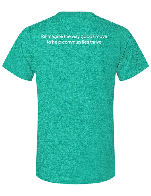 BELLA+CANVAS Heather Teal CVC Short Sleeve Tee w/Reimagine Logo, Uber Freight Logo