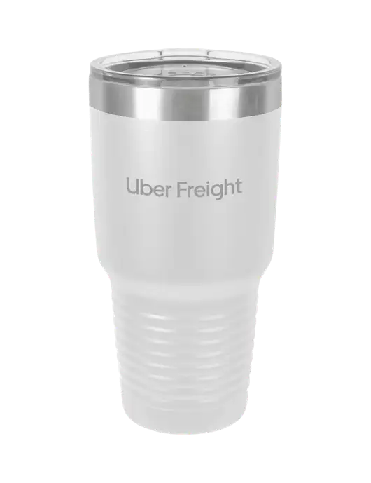 Polar Camel 30 oz Powder Coated White Vacuum Insulated Tumbler  w/Uber Freight Logo